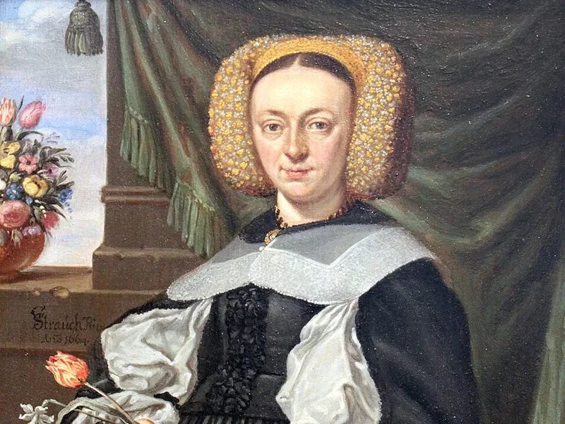 1613-Georg Strauch - Ritratto di donna con fiori